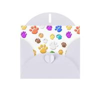 WHJSHOP Carte de vœux blanche avec empreintes de pattes de chien colorées, parfaite pour la Saint-Valentin, un anniversaire de mariage et des invitations de fête