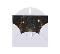 WHJSHOP Carte de vœux blanche avec impression de lumières de forêt sombre, parfaite pour la Saint-Valentin, un anniversaire de mariage et des invitations de fête