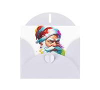 WHJSHOP Carte de vœux blanche avec impression de tête de Père Noël, parfaite pour la Saint-Valentin, un anniversaire de mariage et des invitations de fête