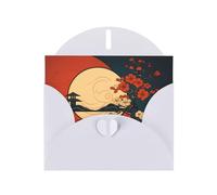 WHJSHOP Carte de vœux blanche avec impression fleur de prunier chinoise, parfaite pour la Saint-Valentin, un anniversaire de mariage et des invitations de fête