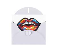 WHJSHOP Carte de vœux blanche avec imprimé lèvres colorées et tendance, parfaite pour la Saint-Valentin, un anniversaire de mariage et des invitations de fête