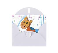 WHJSHOP Carte de vœux blanche avec motif mule d'écoute 10,2 x 15,2 cm pour Noël, anniversaire d'enfant, Saint-Valentin, anniversaire de mariage et invitations de fête