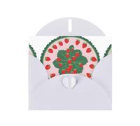 WHJSHOP Carte de vœux blanche ronde avec motif fraises - Parfaite pour la Saint-Valentin, un anniversaire de mariage et des invitations de fête