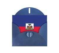 WHJSHOP Carte de vœux bleue à motif drapeau haïtien 10,2 x 15,2 cm pour Noël, anniversaire d'enfant, Saint-Valentin, anniversaire de mariage et invitations de fête