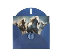 WHJSHOP Carte de vœux bleue avec chevaux qui courent sauvage dans la rivière - Parfaite pour la Saint-Valentin, un anniversaire de mariage et des invitations de fête