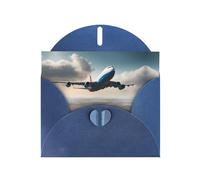 WHJSHOP Carte de vœux bleue avec impression d'avion de haute altitude, parfaite pour la Saint-Valentin, un anniversaire de mariage et des invitations de fête