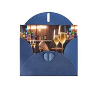 WHJSHOP Carte de vœux bleue avec impression de talons hauts champagne, parfaite pour la Saint-Valentin, un anniversaire de mariage et des invitations de fête