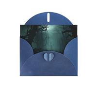 WHJSHOP Carte de vœux bleue avec impression forêt sombre, parfaite pour la Saint-Valentin, un anniversaire de mariage et des invitations de fête