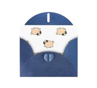WHJSHOP Carte de vœux bleue avec motif carlin 10,2 x 15,2 cm pour Noël, anniversaire d'enfant, Saint-Valentin, anniversaire de mariage et invitations de fête