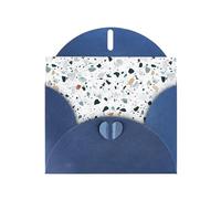 WHJSHOP Carte de vœux bleue avec motif marbré terrazzo pastel 10,2 x 15,2 cm pour Noël, anniversaire d'enfant, Saint-Valentin, anniversaire de mariage et invitations de fête