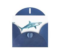 WHJSHOP Carte de vœux bleue avec motif requin, panier argenté, parfaite pour la Saint-Valentin, un anniversaire de mariage et des invitations de fête
