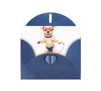 WHJSHOP Carte de vœux bleue drôle chiot dans un maillot de bain, parfaite pour la Saint-Valentin, un anniversaire de mariage et des invitations de fête