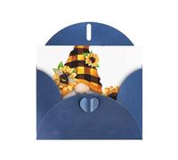 WHJSHOP Carte de vœux bleue motif nain d'abeille jaune 10,2 x 15,2 cm pour Noël, anniversaire d'enfant, Saint-Valentin, anniversaire de mariage et invitations de fête