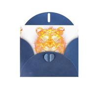 WHJSHOP Carte de vœux bleue motif tigre flammes féroces 10,2 x 15,2 cm pour Noël, anniversaire d'enfant, Saint-Valentin, anniversaire de mariage et invitations de fête