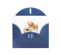 WHJSHOP Carte de vœux bleue représentant un chiot qui profite de la vie. Parfaite pour la Saint-Valentin, un anniversaire de mariage et des invitations de fête