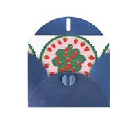 WHJSHOP Carte de vœux bleue ronde avec motif de fraises - Parfait pour la Saint-Valentin, un anniversaire de mariage et des invitations de fête