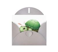 WHJSHOP Carte de vœux grise avec impression de petite tortue et lapin, parfaite pour la Saint-Valentin, un anniversaire de mariage et des invitations de fête