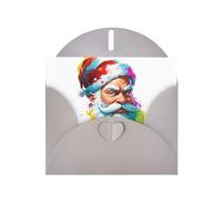 WHJSHOP Carte de vœux grise avec impression tête de Père Noël, parfaite pour la Saint-Valentin, un anniversaire de mariage et des invitations de fête