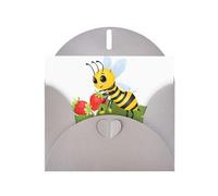 WHJSHOP Carte de vœux grise avec inscription « Little Bee on Strawberry Flower » - Parfaite pour la Saint-Valentin, un anniversaire de mariage et des invitations de fête