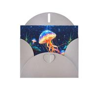 WHJSHOP Carte de vœux grise avec méduses colorées sur le fond marin, parfaite pour la Saint-Valentin, un anniversaire de mariage et des invitations de fête