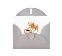 WHJSHOP Carte de vœux grise représentant un chiot qui profite de la vie, parfaite pour la Saint-Valentin, un anniversaire de mariage et des invitations de fête
