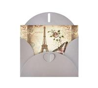 WHJSHOP Carte de vœux grise vintage Paris Tour Eiffel papillon 10,2 x 15,2 cm pour Noël, anniversaire d'enfant, Saint-Valentin, anniversaire de mariage et invitations de fête
