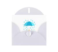 WHJSHOP Carte de vœux imprimée « A safe haven from the rain » - Papier nacré de qualité supérieure, effet perlé double face, enveloppe en papier perlé avec boucle d'amour
