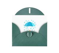 WHJSHOP Carte de vœux imprimée « A safe haven from the rain » - Papier nacré de qualité supérieure, effet perlé double face, enveloppe en papier perlé avec boucle d'amour
