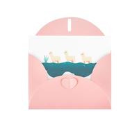 WHJSHOP Carte de vœux imprimée Alpagas in the Ocean - Papier nacré de qualité supérieure, effet nacré double face, enveloppe en papier perlé avec boucle d'amour