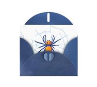 WHJSHOP Carte de vœux imprimée araignée bleue sur toile d'araignée - Papier nacré de qualité supérieure, effet perlé double face, enveloppe en papier perlé avec boucle d'amour