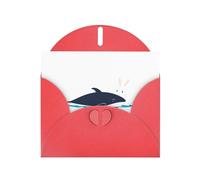 WHJSHOP Carte de vœux imprimée avec inscription « The little white rabbit who saved the whale » - Papier nacré de qualité supérieure - Effet nacré double face - Enveloppe en papier perlé avec boucle