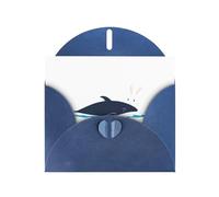 WHJSHOP Carte de vœux imprimée avec inscription « The little white rabbit who saved the whale » - Papier nacré de qualité supérieure - Effet nacré double face - Enveloppe en papier perlé avec boucle