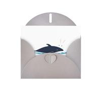 WHJSHOP Carte de vœux imprimée avec inscription « The little white rabbit who saved the whale » - Papier nacré de qualité supérieure - Effet nacré double face - Enveloppe en papier perlé avec boucle