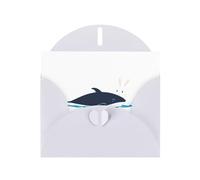 WHJSHOP Carte de vœux imprimée avec inscription « The little white rabbit who saved the whale » - Papier nacré de qualité supérieure - Effet nacré double face - Enveloppe en papier perlé avec boucle