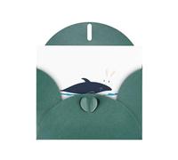 WHJSHOP Carte de vœux imprimée avec inscription « The little white rabbit who saved the whale » - Papier nacré de qualité supérieure - Effet nacré double face - Enveloppe en papier perlé avec boucle