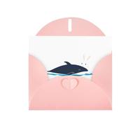 WHJSHOP Carte de vœux imprimée avec inscription « The little white rabbit who saved the whale » - Papier nacré de qualité supérieure - Effet nacré double face - Enveloppe en papier perlé avec boucle