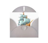 WHJSHOP Carte de vœux imprimée bateau pirate dans les vagues - Papier nacré de qualité supérieure, effet perlé double face, enveloppe en papier perlé avec boucle d'amour