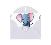 WHJSHOP Carte de vœux imprimée bébé éléphant marchant dans la boue - Papier nacré de qualité supérieure, effet perle double face, enveloppe en papier perlé avec boucle d'amour