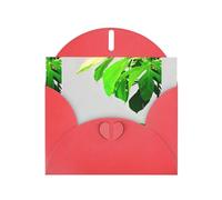 WHJSHOP Carte de vœux imprimée feuilles de bananier sous la lumière - Papier nacré de qualité supérieure, effet perle double face, enveloppe en papier perlé avec boucle d'amour