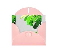 WHJSHOP Carte de vœux imprimée feuilles de bananier sous la lumière - Papier nacré de qualité supérieure, effet perle double face, enveloppe en papier perlé avec boucle d'amour