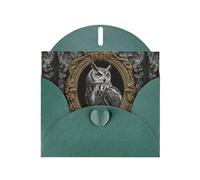 WHJSHOP Carte de vœux imprimée hibou dans un cadre - Papier nacré de qualité supérieure, effet perlé double face, enveloppe en papier perlé avec boucle d'amour