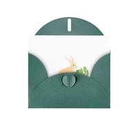 WHJSHOP Carte de vœux imprimée lapin creusant des légumes sauvages - Papier nacré de qualité supérieure, effet perlé double face, enveloppe en papier perlé avec boucle d'amour