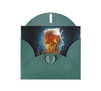 WHJSHOP Carte de vœux imprimée mousse de bière - Papier nacré de qualité supérieure, effet perlé double face, enveloppe en papier perlé avec boucle d'amour