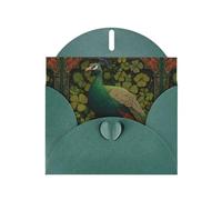 WHJSHOP Carte de vœux imprimée paon vert trèfle - Papier nacré de qualité supérieure, effet perlé double face, enveloppe en papier perlé avec boucle d'amour