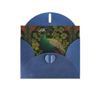 WHJSHOP Carte de vœux imprimée paon vert trèfle - Papier nacré de qualité supérieure, effet perlé double face, enveloppe en papier perlé avec boucle d'amour