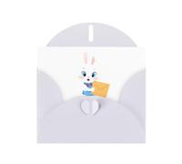 WHJSHOP Carte de vœux imprimée petit lapin blanc regardant l'enveloppe - Papier nacré de qualité supérieure - Effet perle double face - Enveloppe en papier perlé avec boucle d'amour
