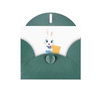 WHJSHOP Carte de vœux imprimée petit lapin blanc regardant l'enveloppe - Papier nacré de qualité supérieure - Effet perle double face - Enveloppe en papier perlé avec boucle d'amour
