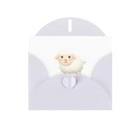 WHJSHOP Carte de vœux imprimée « The Shy Little Sheep » - Papier nacré de qualité supérieure, effet perlé double face, enveloppe en papier perlé avec boucle d'amour