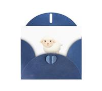 WHJSHOP Carte de vœux imprimée « The Shy Little Sheep » - Papier nacré de qualité supérieure, effet perlé double face, enveloppe en papier perlé avec boucle d'amour