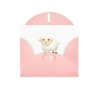 WHJSHOP Carte de vœux imprimée « The Shy Little Sheep » - Papier nacré de qualité supérieure, effet perlé double face, enveloppe en papier perlé avec boucle d'amour